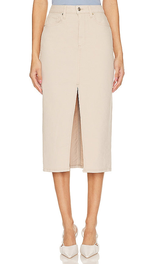 PAIGE Angela Midi Skirt in Beige