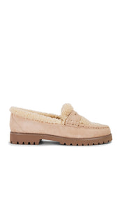 PAIGE Ellis Shearling Loafer in Beige | Light Tan Loafers & Oxfords Flats for Women