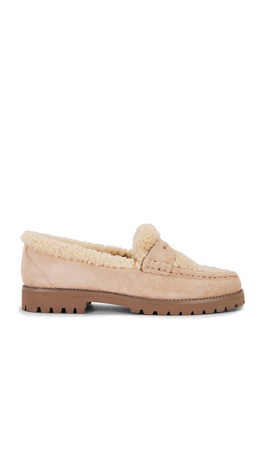 PAIGE Ellis Shearling Loafer in Beige | Light Tan Loafers & Oxfords Flats for Women