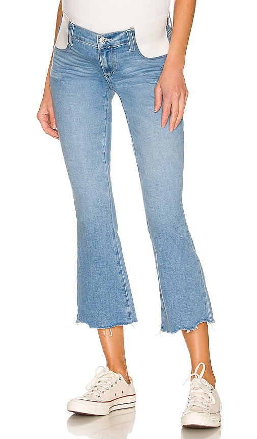 PAIGE Colette Maternity Crop Flare in Denim-Light