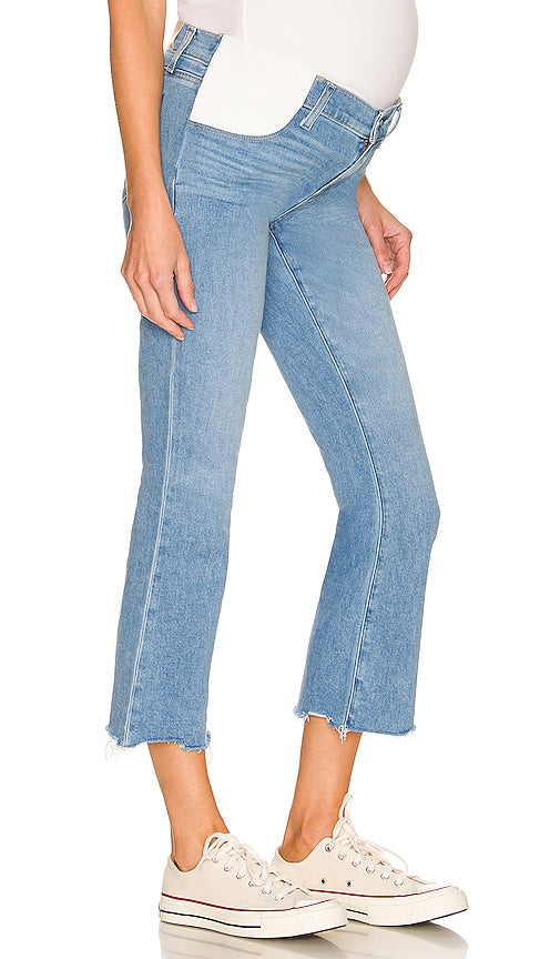 PAIGE Colette Maternity Crop Flare in Denim-Light - PAIGE Colette Short de maternité évasé en denim clair - PAIGE Colette 浅牛仔布孕妇短款喇叭裤 - PAIGE Colette Umstands-Crop Flare in Denim-Light - PAIGE Colette Maternity 크롭 플레어 데님 라이트 색상 - Svasato corto premaman PAIGE Colette in denim chiaro