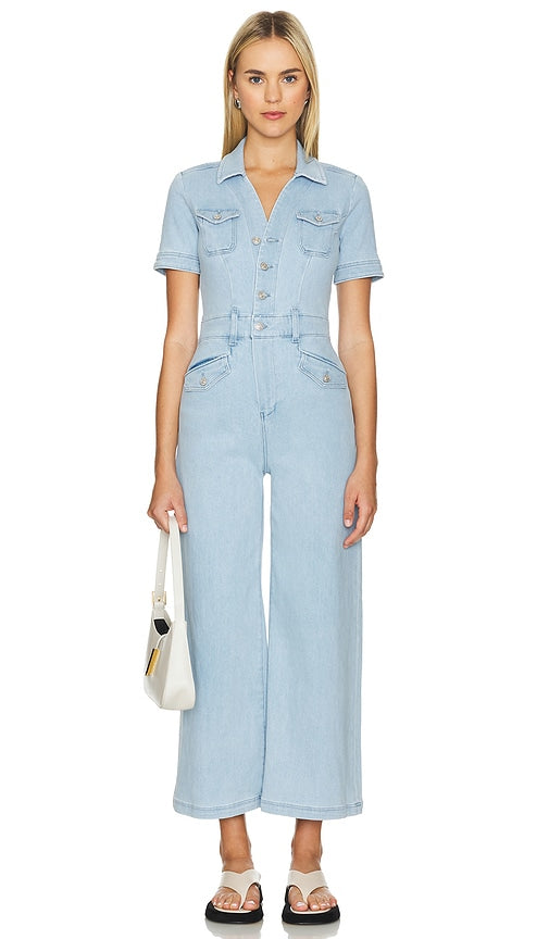 PAIGE Harper Ankle Jumpsuit in Denim-Light - Combinaison cheville PAIGE Harper en denim clair - PAIGE Harper 浅牛仔布踝连身裤 - PAIGE Harper Ankle Jumpsuit in Denim-Light - PAIGE Harper 앵클 점프수트 - Tuta alla caviglia PAIGE Harper in denim chiaro