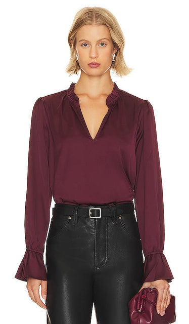PAIGE Laurin Blouse in Burgundy - Chemisier PAIGE Laurin en Bourgogne - PAIGE Laurin 酒红色衬衫 - PAIGE Laurin Bluse in Burgund - PAIGE Laurin 블라우스 - Camicetta PAIGE Laurin in Borgogna