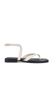 PAIGE Reese Sandal in Ivory | Light Natural Strappy Flats for Women