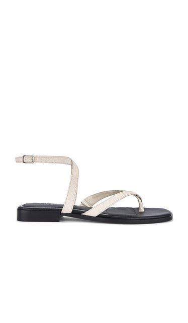 PAIGE Reese Sandal in Ivory | Light Natural Strappy Flats for Women