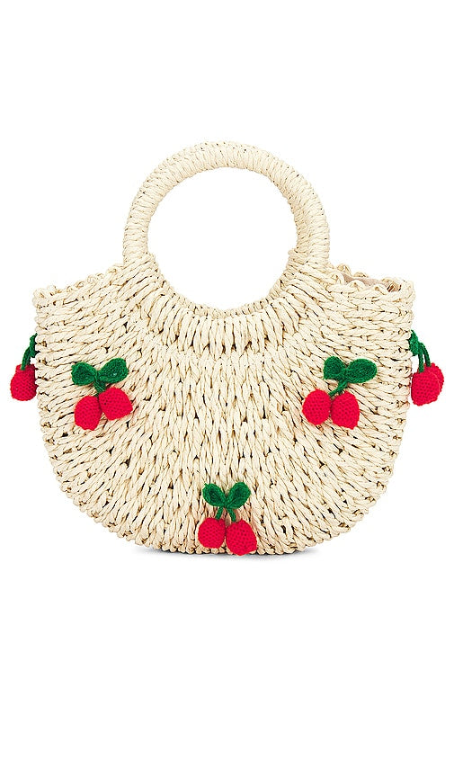 petit moments Cherry Straw Bag in Tan