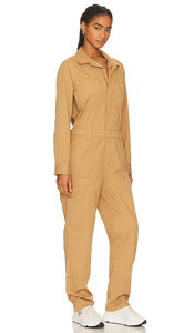 PISTOLA Abigail Long Sleeve Carpenter Jumpsuit in Tan