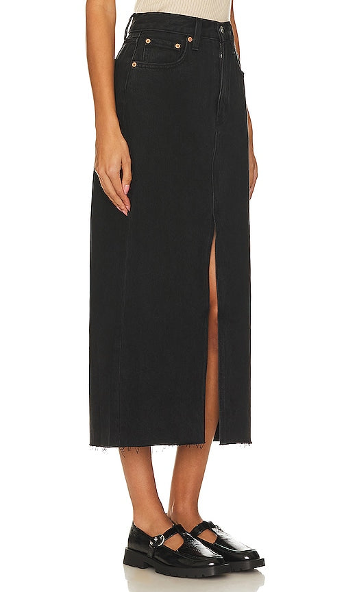 PISTOLA Alice Denim Midi Skirt in Black