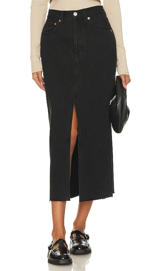 PISTOLA Alice Denim Midi Skirt in Black - PISTOLA Jupe mi-longue en jean Alice en noir - PISTOLA Alice 黑色牛仔中长裙 - PISTOLA Alice Denim Midirock in Schwarz - PISTOLA 앨리스 데님 미디 스커트 - Gonna midi in denim PISTOLA Alice in nero