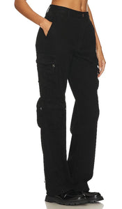 PISTOLA Bobbie Mid Rise Loose Straight Utility in Black