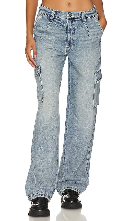 PISTOLA Bobbie Mid Rise Vintage Straight Cargo in Blue - PISTOLA Bobbie Cargo droit vintage taille mi-haute en bleu - PISTOLA Bobbie 蓝色中腰复古直筒工装裤 - PISTOLA Bobbie Mid Rise Vintage Straight Cargo in Blau - PISTOLA 바비 미드 라이즈 빈티지 스트레이트 카고 블루 색상 - PISTOLA Bobbie Mid Rise Vintage Straight Cargo in blu