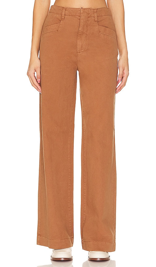 PISTOLA Jasmine High Rise Wide Leg Trouser in Brown - Pantalon large taille haute PISTOLA Jasmine en marron - PISTOLA Jasmine 棕色高腰阔腿裤 - PISTOLA Jasmine High-Rise-Hose mit weitem Bein in Braun - PISTOLA 자스민 하이라이즈 와이드 레그 팬츠 브라운 색상 - Pantaloni PISTOLA Jasmine a vita alta a gamba larga in marrone