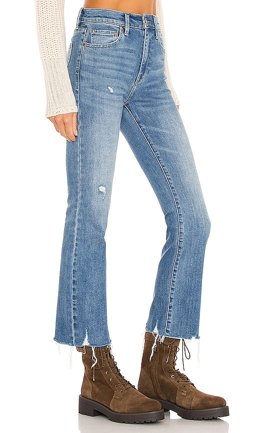 PISTOLA Lennon High Rise Cropped Boot in Denim-Medium