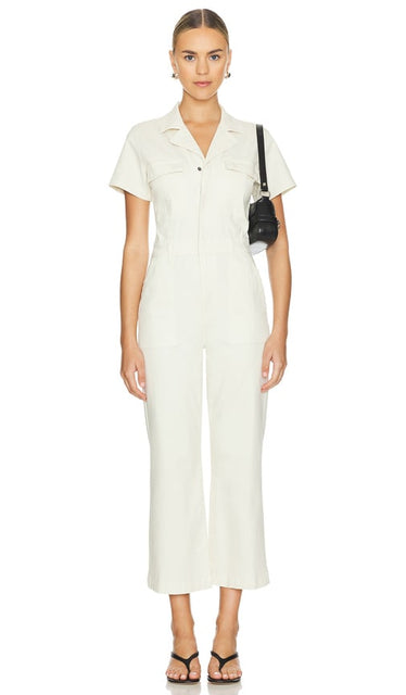 PISTOLA Makenna Utility Wideleg Jumpsuit in White - PISTOLA - Combinaison utilitaire à jambe large Makenna en blanc - PISTOLA Makenn 白色实用阔腿连身裤 - PISTOLA Makenna Utility-Overall mit weitem Bein in Weiß - PISTOLA Makenna 유틸리티 와이드레그 점프수트 화이트 색상 - Tuta PISTOLA Makenna Utility a gamba larga in bianco