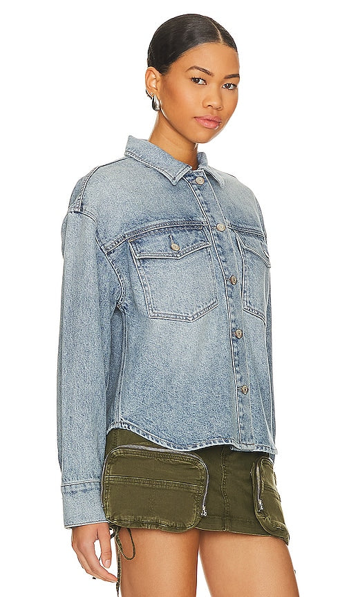 PISTOLA Mandy Cropped Shacket in Blue