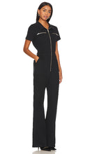 PISTOLA Martina Short Sleeve Flare Jumpsuit in Black