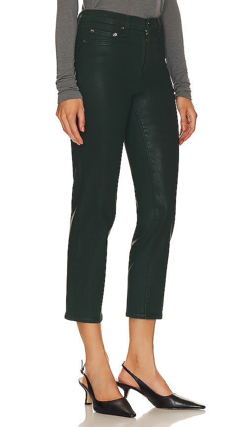 PISTOLA Monroe High Rise Cigarette Crop in Dark Green