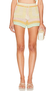 PQ Crochet Short in Green - Short en crochet PQ en vert - PQ 绿色钩针短裤 - PQ-Häkelshorts in Grün - PQ 크로셰 쇼츠 - Pantaloncini PQ all'uncinetto in verde
