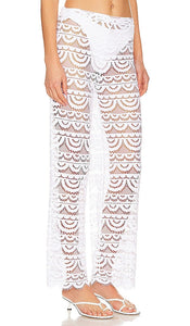 PQ High Waist Lace Pants in White
