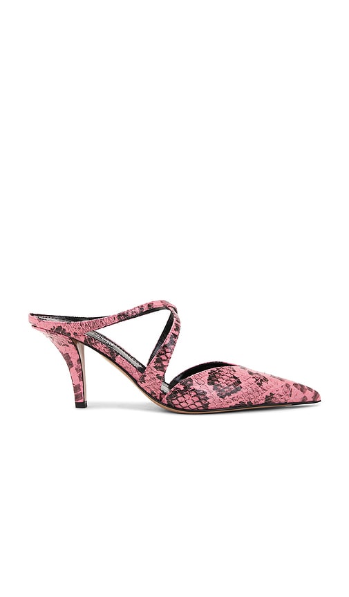 Paris Texas Laila Mule 75 in Pink | Pink Python Closed Toe Mules for Women