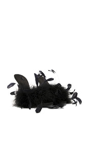 Paris Texas Lidia Feather Mule 105 in Black