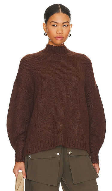 PISTOLA Carlen Mock Neck Sweater in Brown