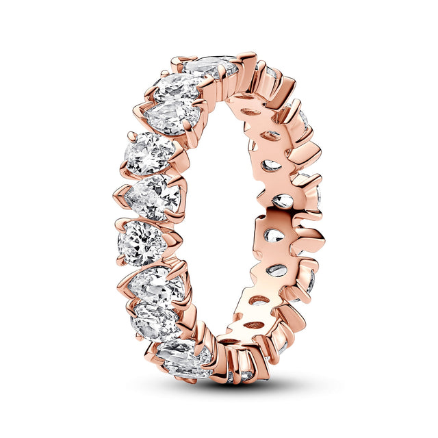 Pandora Alternating Sparkling Rose Gold-Plated Band Ring - Size 4.5