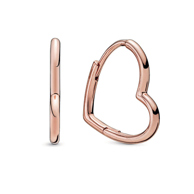 Pandora Asymmetric Heart Hoop Earrings, Rose Gold-Plated
