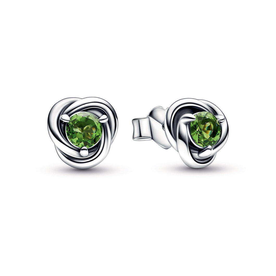 Pandora August Spring Green Eternity Circle Stud Earrings