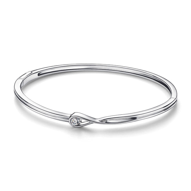 Pandora Brilliance 0.15ct Lab-Created Diamond Sterling Silver Bangle Bracelet - 6.9 Inches