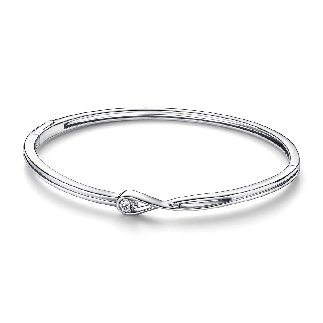 Pandora Brilliance 0.15ct Lab-Created Diamond Sterling Silver Bangle Bracelet - 6.9 Inches