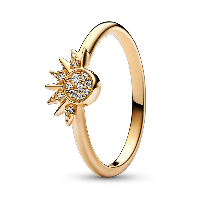 Pandora Celestial Sparkling Sun Ring | Gold-Plated | Size 5