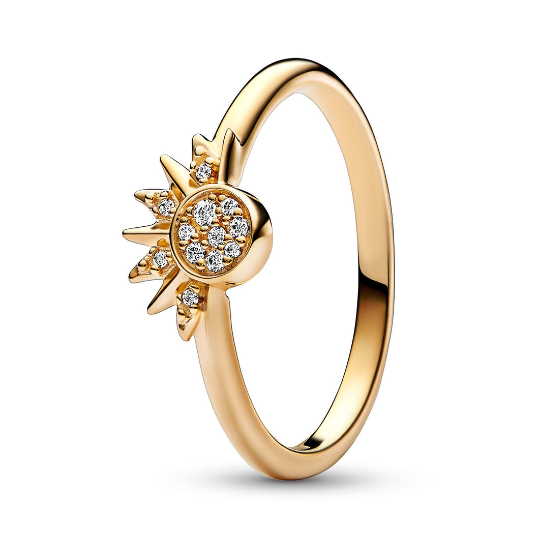 Pandora Celestial Sparkling Sun Ring | Gold-Plated | Size 5