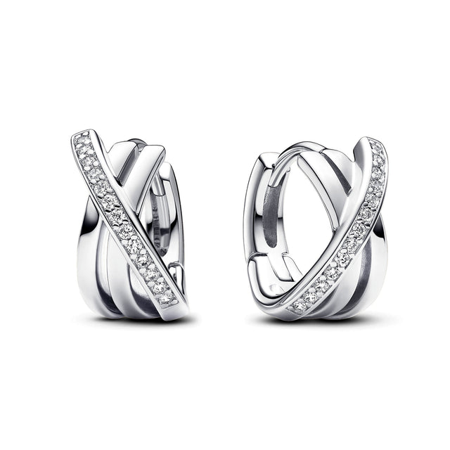 Pandora Crossover Pave Hoop Earrings