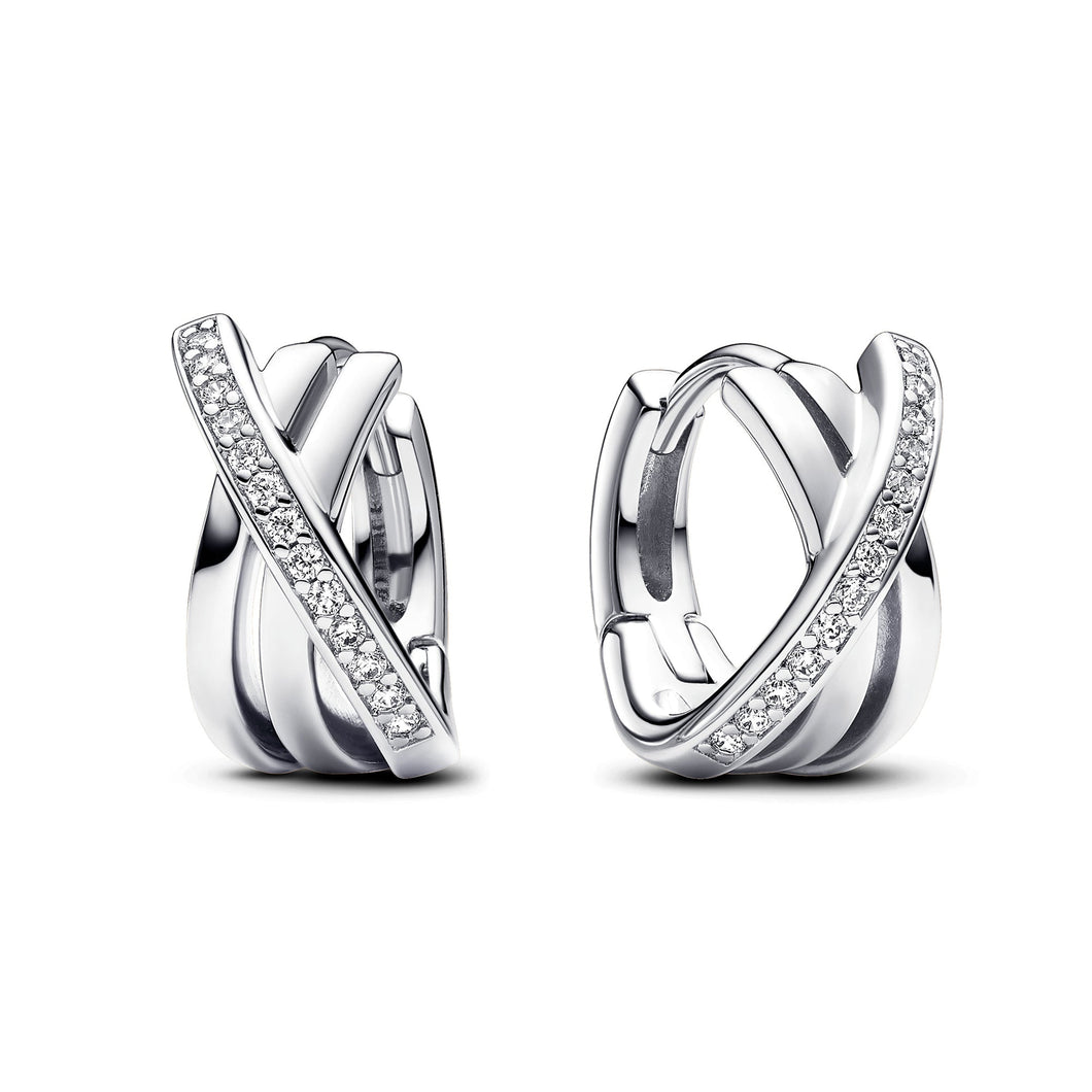Pandora Crossover Pave Hoop Earrings