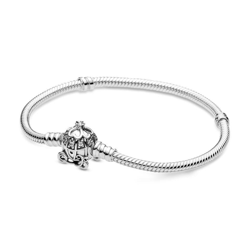 Pandora - Disney, Cinderella Pumpkin Coach Clasp Pandora Moments Bracelet - 7.1 Inches