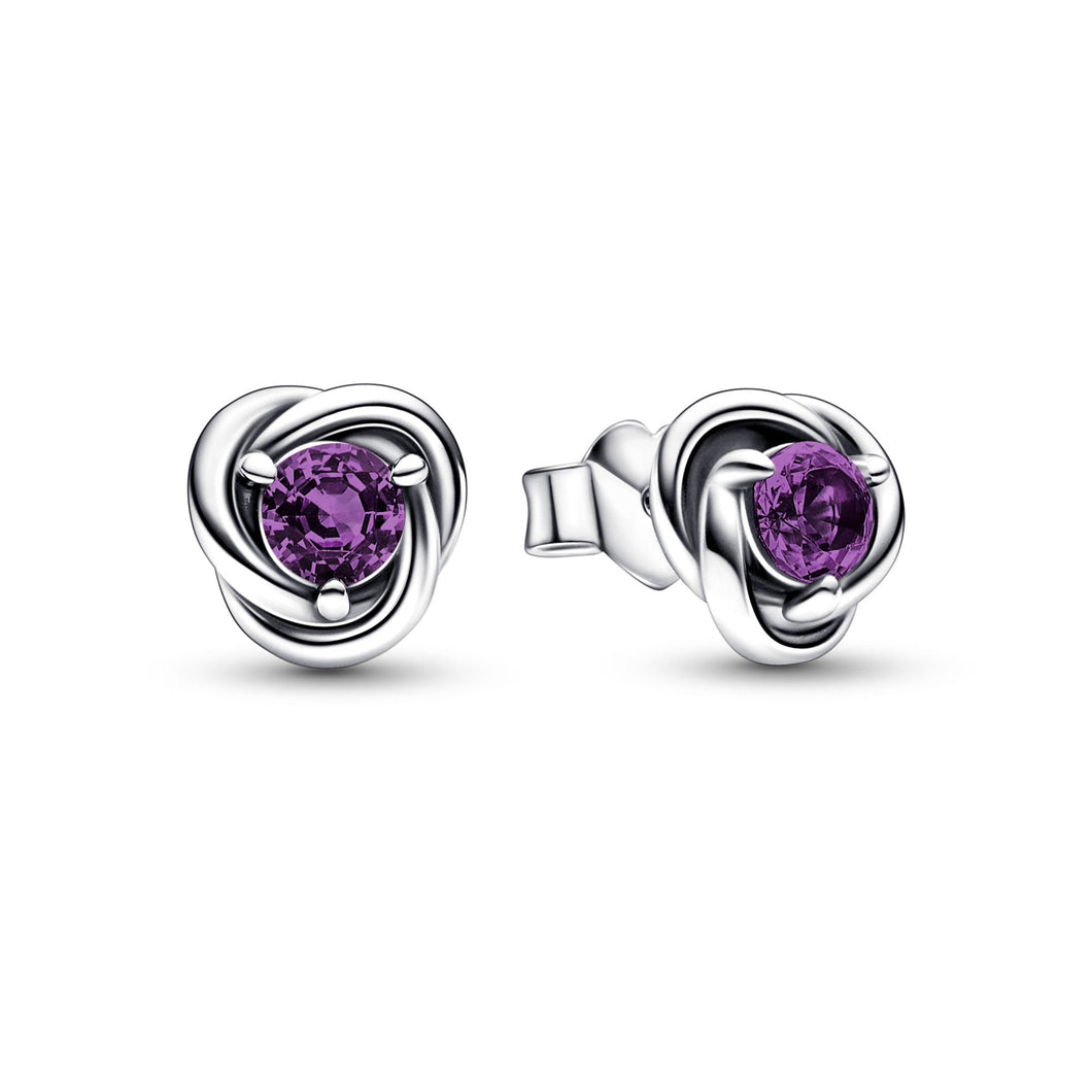 Pandora February Purple Eternity Circle Stud Earrings