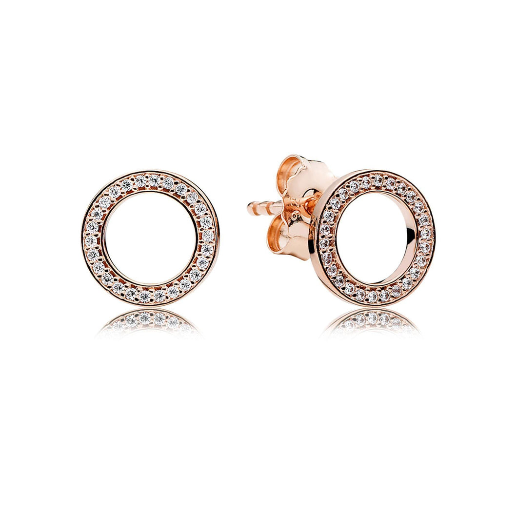 Pandora Forever Pandora Earrings, Clear Cubic Zirconia, Rose Gold-Plated