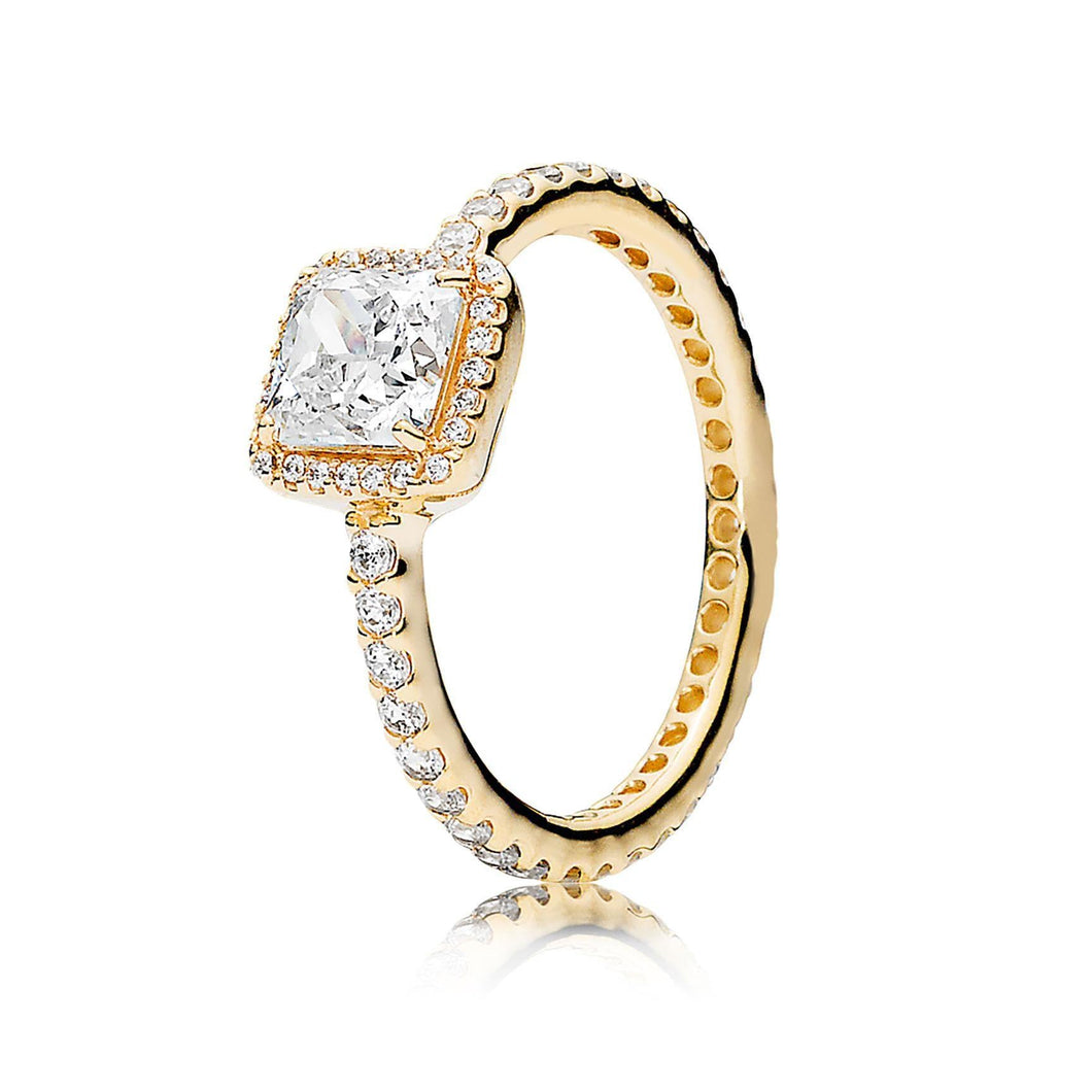 Pandora Gold Timeless Elegance Ring, Clear Cubic Zirconia - Size 6