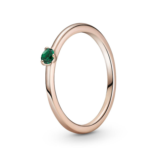 Pandora Green Solitaire Ring, Rose Gold-Plated - Size 6