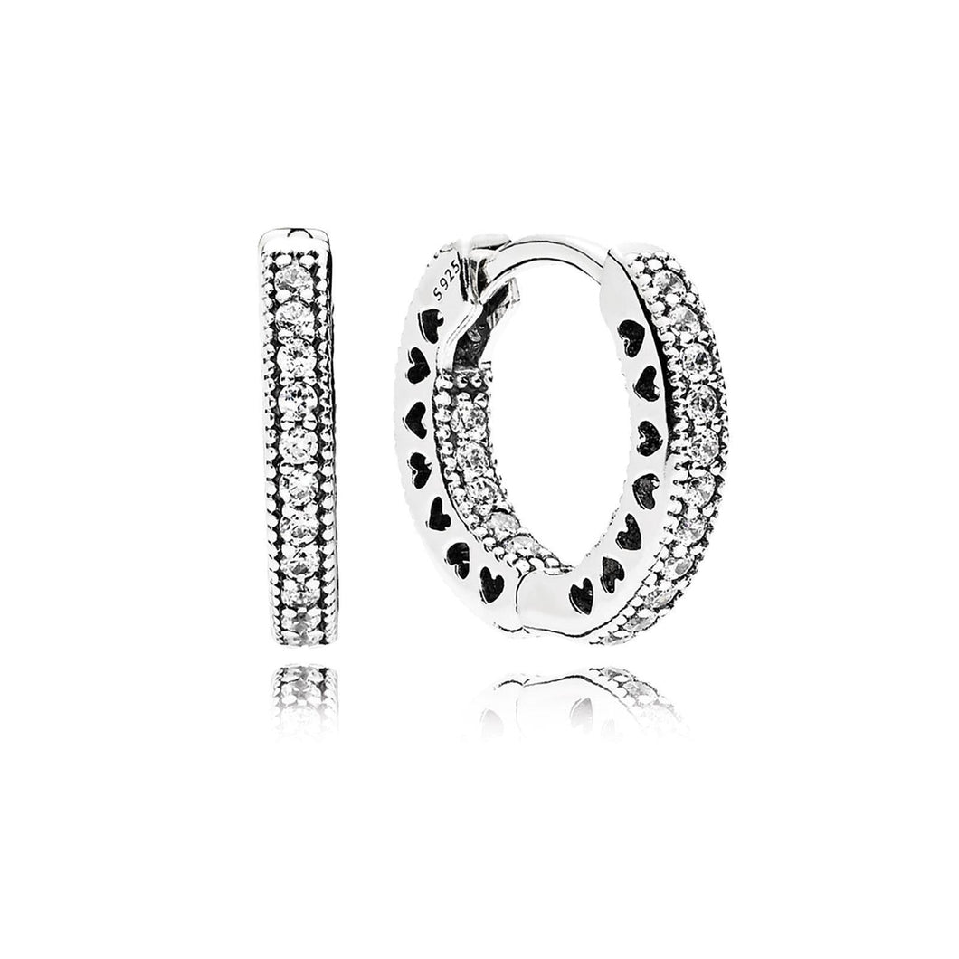 Pandora Hearts of Pandora Hoop Earrings, Clear Cubic Zirconia, 15 MM