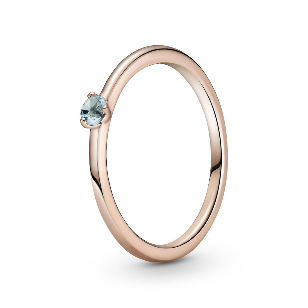 Pandora Light Blue Solitaire Ring, Rose Gold-Plated - Size 6