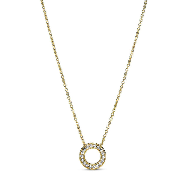 Pandora Logo Pave Circle Collier Necklace, Gold-Plated