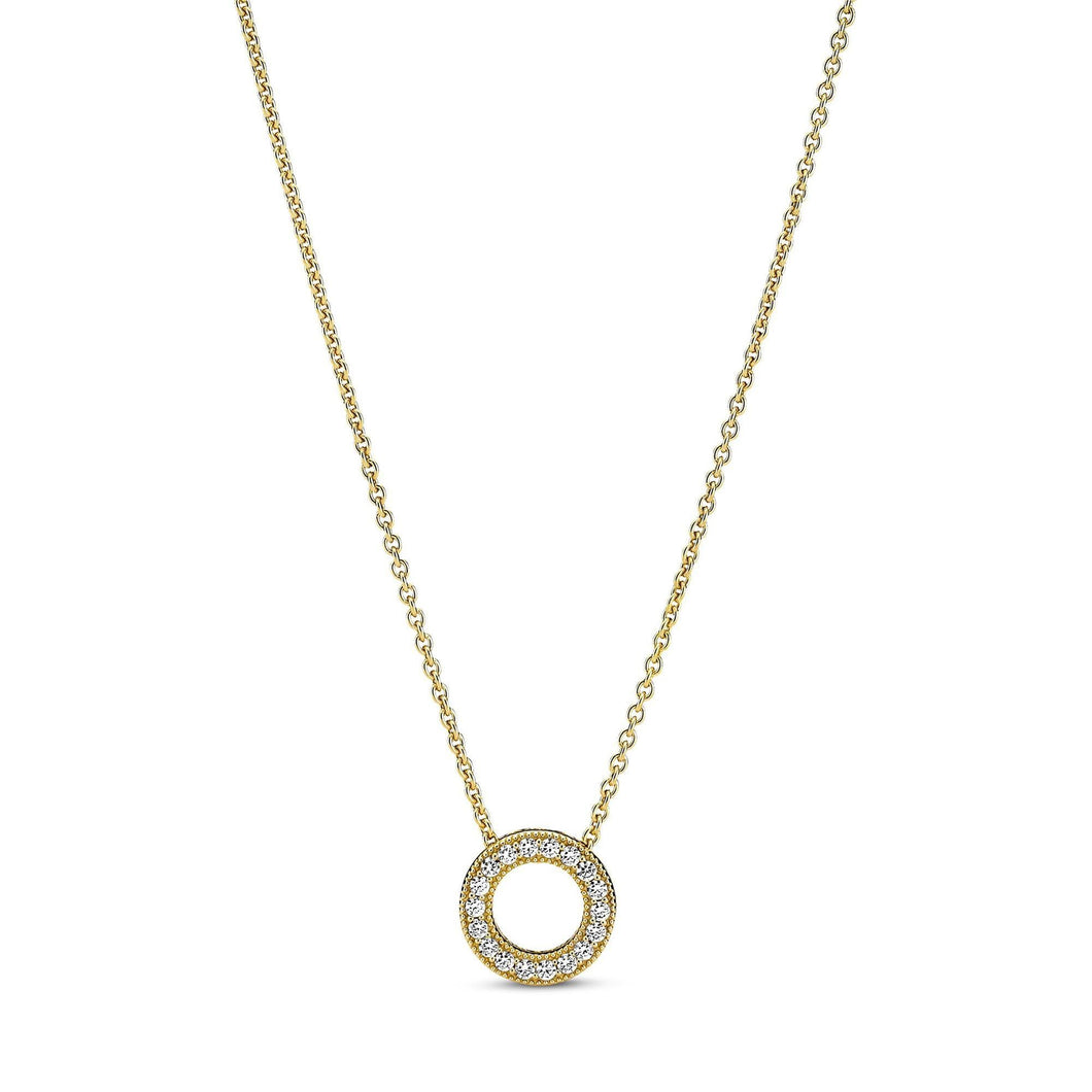 Pandora Logo Pave Circle Collier Necklace, Gold-Plated