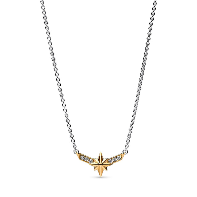 Pandora Marvel Captain Marvel Octogram Star Two-Tone Pendant Necklace | Gold-Plated