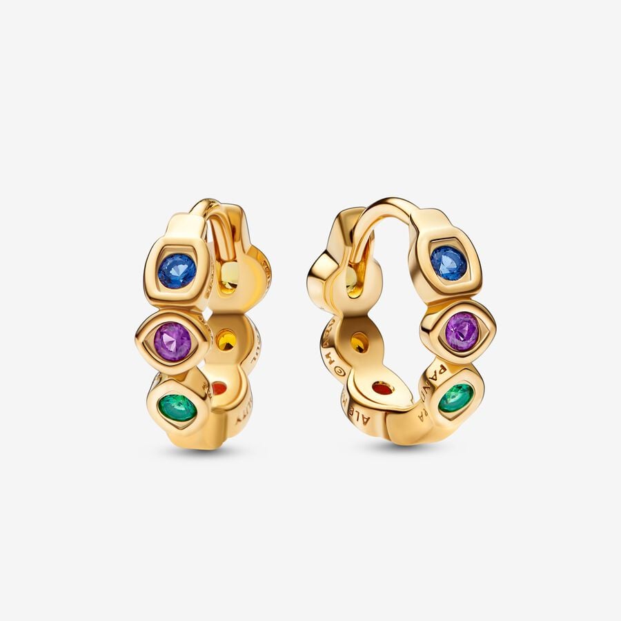 Pandora Marvel The Avengers Infinity Stones Hoop Earrings | Gold-Plated