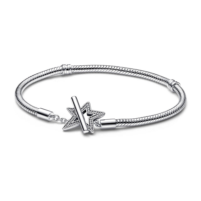 Pandora Moments Asymmetric Star T-Bar Snake Chain Bracelet | 7.1 Inches