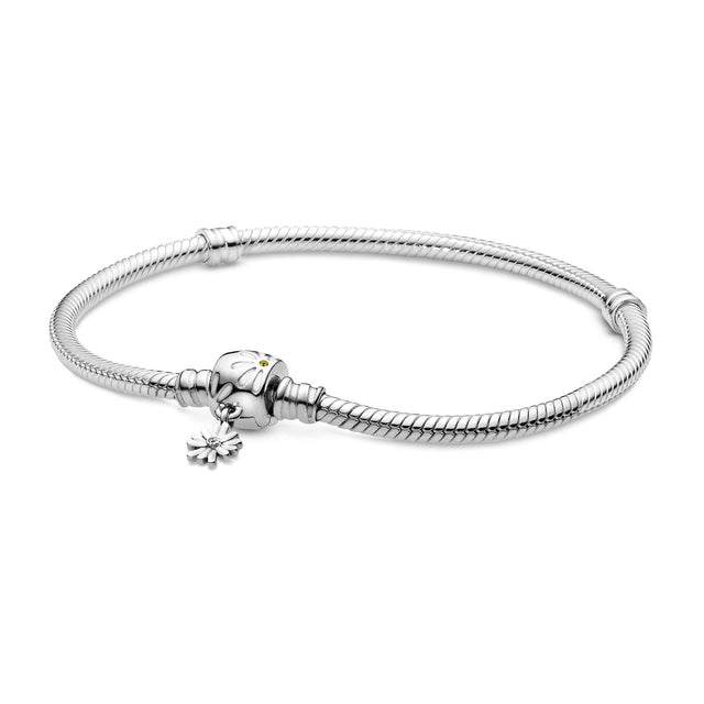 Pandora Moments Daisy Flower Clasp Snake Chain Bracelet - 6.7inches