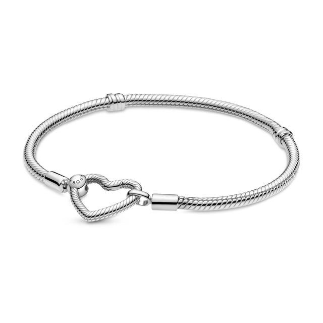 Pandora Moments Heart Closure Snake Chain Bracelet - 6.7in