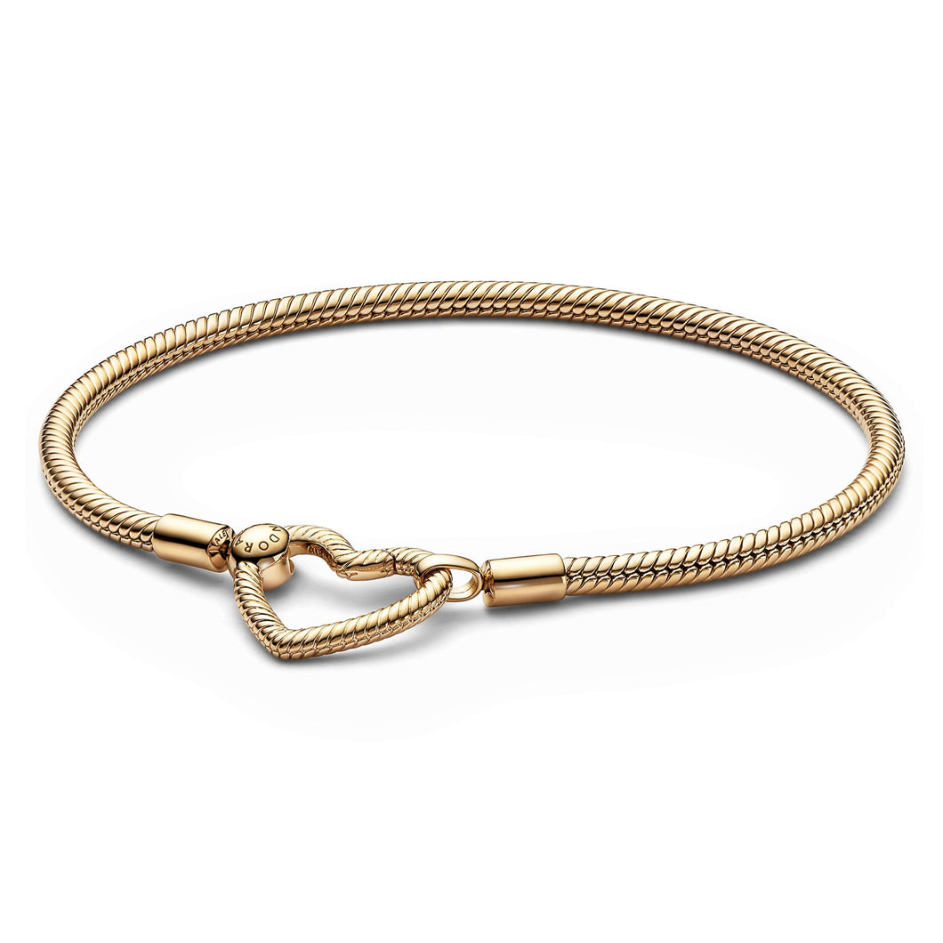 Pandora Moments Heart Closure Snake Chain Bracelet | Yellow Gold | 7.1 Inches